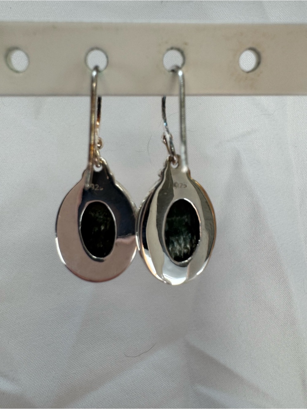 Sterling Silver Green Seraphinite Pendant & Earring Oval Necklace Heart chakra - Picture 14 of 16